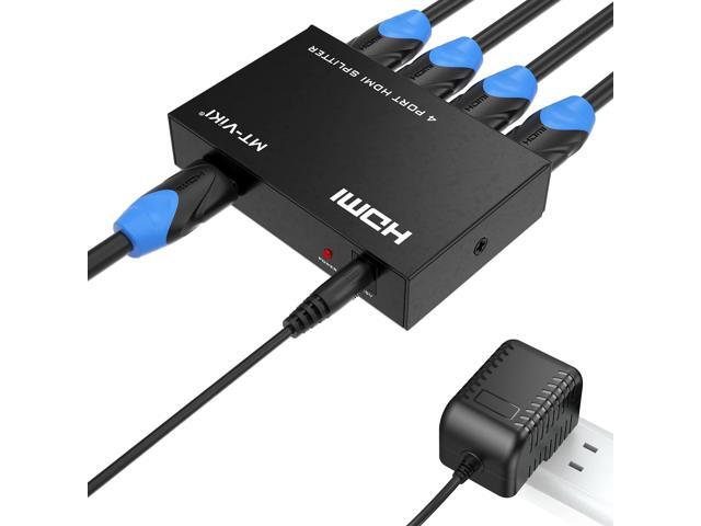 HDMI Splitter 1 in 4 Out, 1x4 Power HDMI Splitter 4 Ports w/AC Adapter, 4Kx2K@30Hz 3D Full HD Distributor for PS4 Fire Stick HDTV