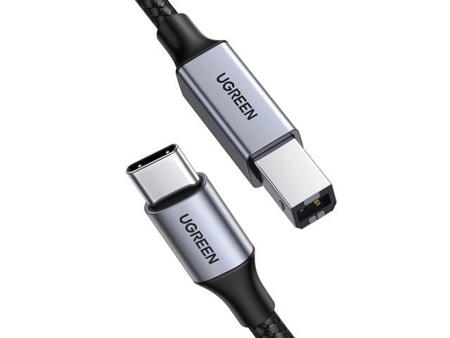 USB B to USB C 10 FT Printer Cable, Nylon USB B to C Cord, MIDI Cable Compatible with Piano Keyboard, DAC, DJ Controller for iPad