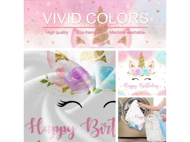 Unicorn Birthday Decorations Backdrop for Girls Party 5x3ft Pastel Rainbow Glitter Stars Dots Happy Birthday Banner Photo Booth Props
