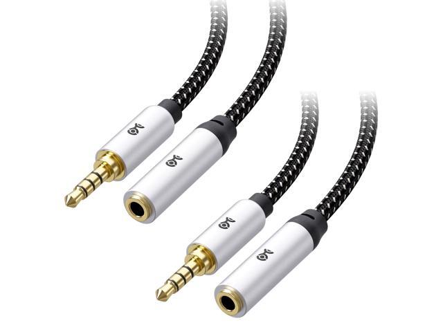 2-Pack Long Headset Extension Cable - 15ft, TRRS with Mic Support, 3.5mm Extension Cable, Gaming Headset Extended Cord, Black
