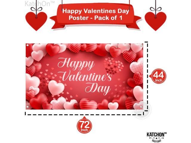 Happy Valentines Day Banner - XtraLarge 72x44 Inch Happy Valentines Day Backdrop for Photography Valentines Day Decorations Backdrop Heart...