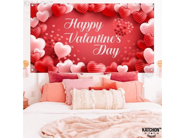 Happy Valentines Day Banner - XtraLarge 72x44 Inch Happy Valentines Day Backdrop for Photography Valentines Day Decorations Backdrop Heart...