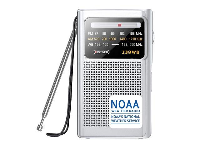 NOAA Weather Radio, AM/FM Battery Operated Transistor Portable Radio with Best Reception, Stereo Earphone Jack, Powered by 2 AA Battery for...