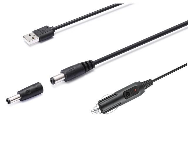 12V Car Charger(Max 10A) + 5V DC Power Cable, with 11 Connectors for DVD Player, Camera, GPS, Bluetooth Speakers, Shaver Fans