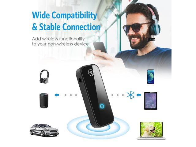 Aux Bluetooth 5.3 Adapter for Car, 2 in 1 Wireless Bluetooth Transmitter and Receiver for Headphones Car Home Audio Speaker, Portable 3.5mm...