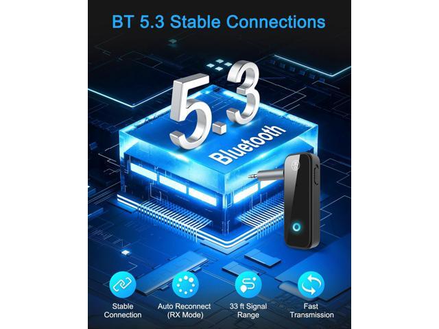 Aux Bluetooth 5.3 Adapter for Car, 2 in 1 Bluetooth Receiver Transmitter for Car with Display Screen, Suitable for Cars, Speakers, Stereo Systems...