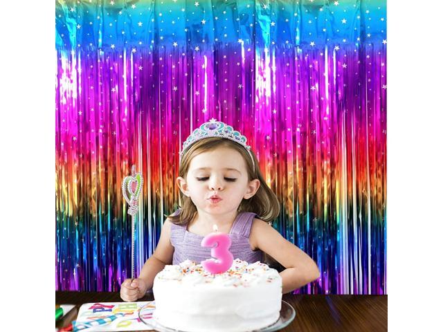 Tinsel Foil Fringe Curtains 2 Pack Party Decorations 3.3x6.6ft Metallic Streamers for Birthday Wedding Engagement Graduation Baby Shower Photo...