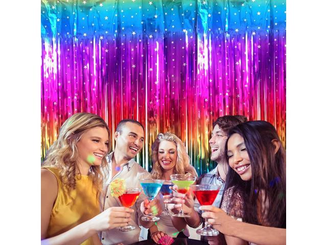 Tinsel Foil Fringe Curtains 2 Pack Party Decorations 3.3x6.6ft Metallic Streamers for Birthday Wedding Engagement Graduation Baby Shower Photo...