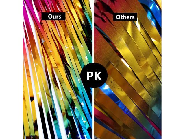 Tinsel Foil Fringe Curtains 2 Pack Party Decorations 3.3x6.6ft Metallic Streamers for Birthday Wedding Engagement Graduation Baby Shower Photo...
