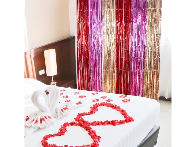 3 Pack Valentines Day Party Decorations 3.3X6.6 ft Photo Booth Props Red Pink Champagne Gold Valentine's Day Decors Foil Fringe Curtains Backdrop...