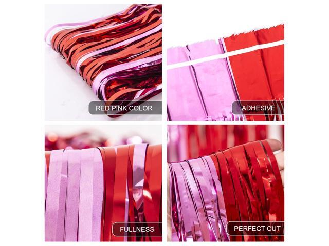 3 Pack Valentines Foil Fringe Curtains Valentine's Day Party Decorations 3.3X6.6 ft Red Pink Tinsel Metallic Photo Booth Props Backdrop Streamers...
