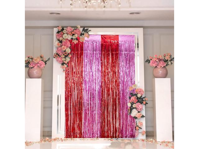 3 Pack Valentines Foil Fringe Curtains Valentine's Day Party Decorations 3.3X6.6 ft Red Pink Tinsel Metallic Photo Booth Props Backdrop Streamers...