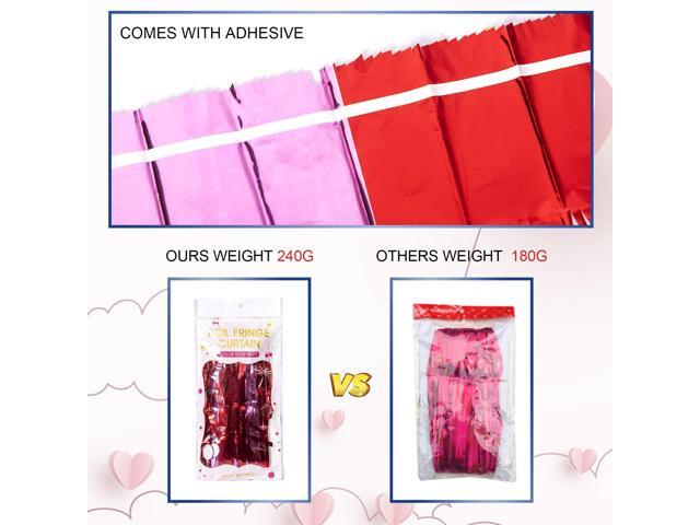 3 Pack Valentines Foil Fringe Curtains Valentine's Day Party Decorations 3.3X6.6 ft Red Pink Tinsel Metallic Photo Booth Props Backdrop Streamers...