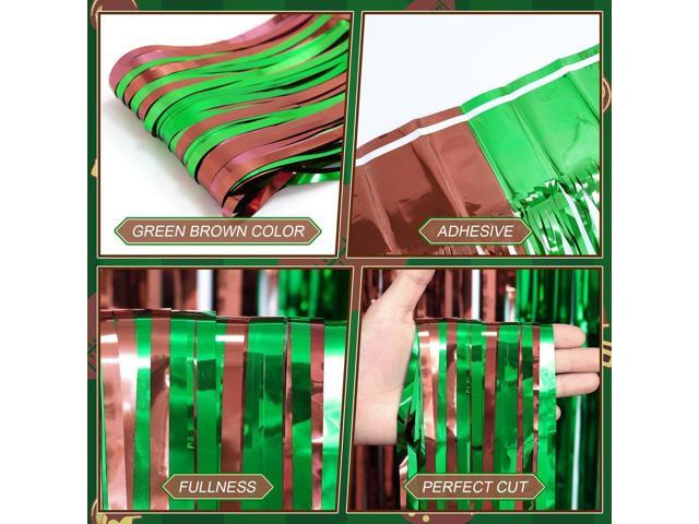 Football Party Decorations, 3 Pack 3.3x6.6ft Green Brown Foil Fringe Curtains Photo Booth Prop Backdrop Streamers, Birthday Party Supplies,...