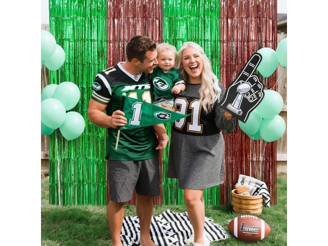 Football Party Decorations, 3 Pack 3.3x6.6ft Green Brown Foil Fringe Curtains Photo Booth Prop Backdrop Streamers, Birthday Party Supplies,...