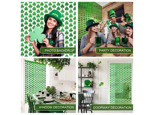 3 Pack St. Patrick's Day Foil Fringe Curtains Lucky St Patricks Day Party Decorations 3.3 x 6.6 ft Shamrock Metallic Tinsel Photo Booth Props...