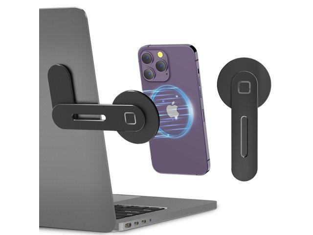 Adjustable Laptop Stand, Magnetic Phone Holder, Aluminum Slim Computer Monitor Side Mount Clip for iPhone Series & All Phones, Portable Foldable...