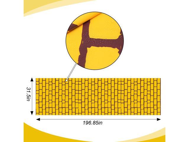 31.5 in X 16.4 ft Yellow Long Brick Floor Runner Brick Wall Backdrop Carpet for Halloween Wizard Cosplay Party Princess Decorations
