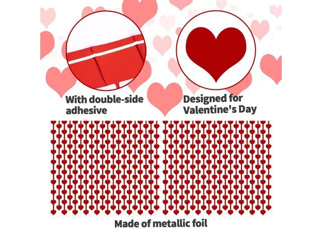 2 Pack 3.2ft x 6.6ft Valentine's Day Metallic Foil Fringe Curtain, Red Heart Shape Tinsel Curtains Streamers Photo Props Backdrop for Engagement...