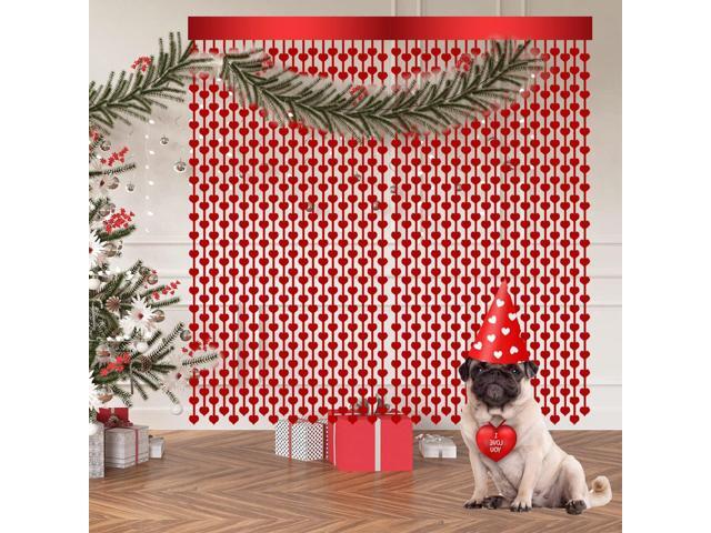 2 Pack 3.2ft x 6.6ft Valentine's Day Metallic Foil Fringe Curtain, Red Heart Shape Tinsel Curtains Streamers Photo Props Backdrop for Engagement...