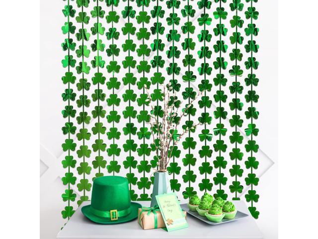 5 Pack St. Patrick's Day Foil Fringe Curtains Lucky St Patricks Day Decorations 3.3 x 6.6 ft Shamrock Tinsel Fringe Curtain Photo Prop Backdrop...