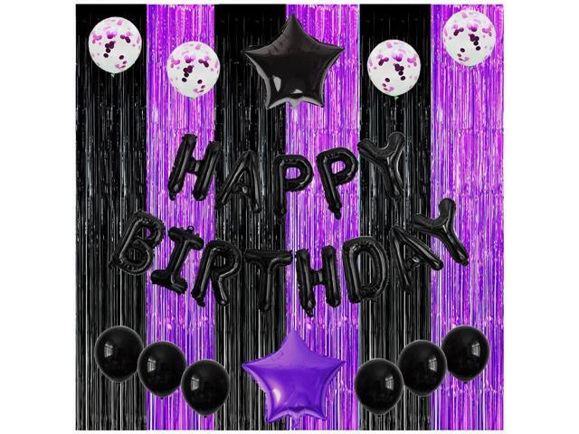 Graduation Decorations 2026 Purple Black Foil Fringe Backdrops, Black Purple Party Decorations Streamer Tinsel Curtains for Graduation Birthday...
