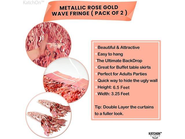 XtraLarge Wavy Rose Gold Fringe Backdrop - 3.2x6.5 Feet Pack of 2 Wine Bachelorette Party Decorations Birthday Decorations for Women