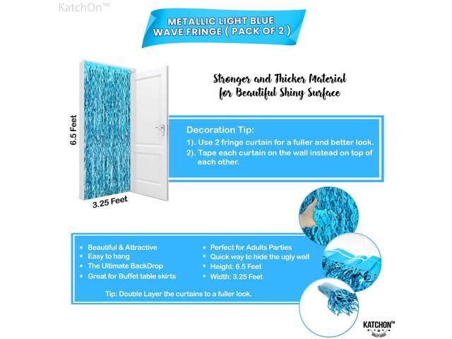 Xtralarge Wavy Blue Foil Fringe Curtain - Pack of 2 Blue Streamers for Under The Sea Party Decorations Foil Fringe Backdrop for Birthday,...