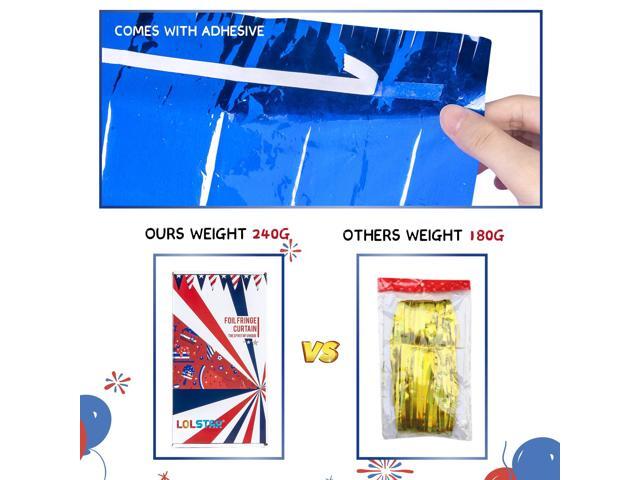 4th of July Decorations, 5Pack Red White Blue Labor Day Party Decorations Tinsel Foil Fringe Curtains, Photo Booth Prop Streamer Backdrop for...