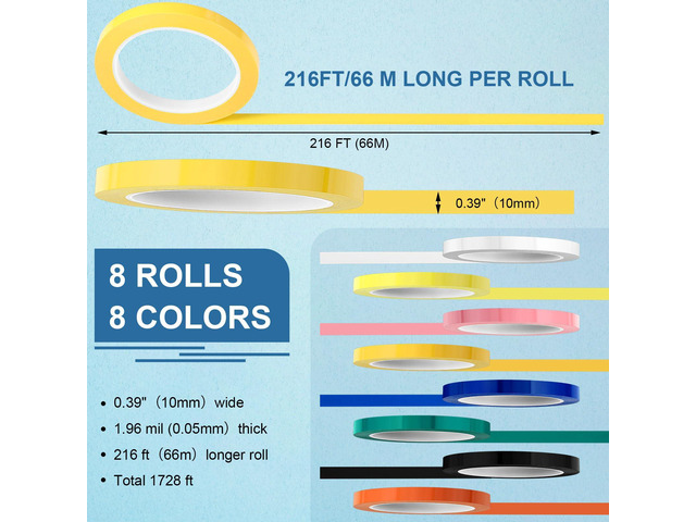 Colors Autoclave Tape 216 ft/L x 0.4 in/W Instruments Identification Tape Autoclavable 270 Fahrenheit (8)