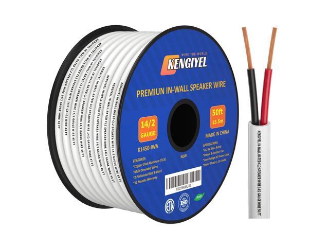 Speaker Wire 50FT, Stranded PVC Extension Cord, CL2 Rated in-Wall Fire Safety Wire, 12V Low Voltage/Tinned Copper/Flexible Cable for Automotive...
