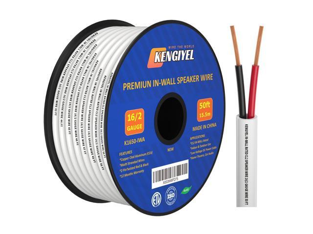 Speaker Wire 50FT, Stranded PVC Extension Cord, CL2 Rated in-Wall Fire Safety Wire, 12V Low Voltage/Tinned Copper/Flexible Cable for Automotive...