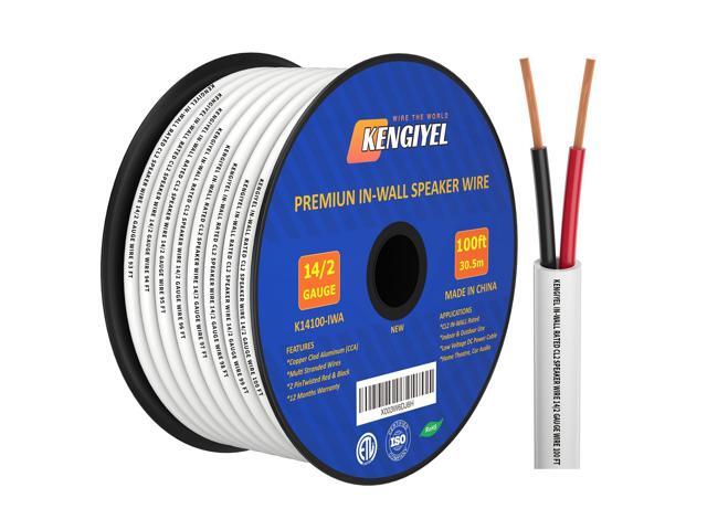 Speaker Wire 100FT, Stranded PVC Extension Cord, CL2 Rated in-Wall Fire Safety Wire, 12V Low Voltage/Tinned Copper/Flexible Cable for Automotive...