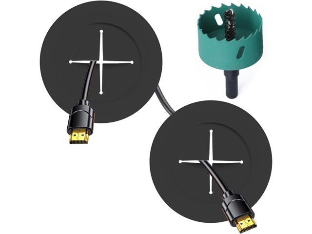 Wire Hider Kit for Wall Mount TV, White in Wall Cable Management Kit, Includes 2-3/8'(60mm Hole) 2 Pass Throughs and Hole Saw Drill Attachment for...