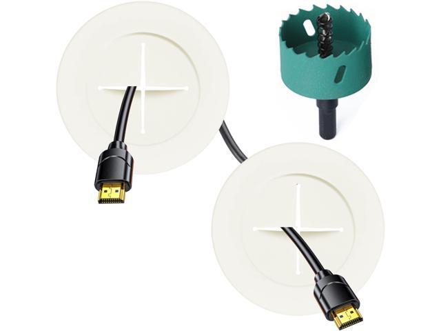 Wire Hider Kit for Wall Mount TV, in Wall Cable Management Kit, Includes 2 Pass Throughs and Hole Saw Drill Attachment for Easy Install(Off-White)