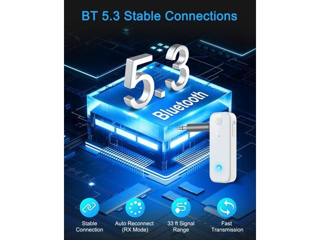 Bluetooth Adapter for Car, 2 in 1 Wireless Bluetooth 5.3 Transmitter Receiver, Built-in Mic Hands-Free Calls Crystal Clear Sound, for Cars...