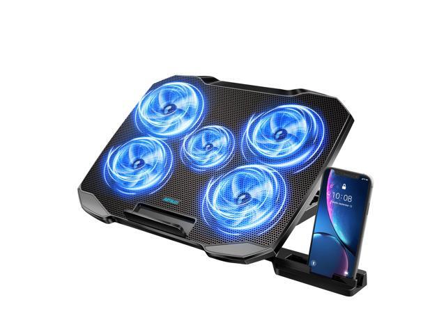 Cooling Pad for 12-15.6 Inch Laptops, 5 Quiet Fans, 5 Angle Adjustable Laptop Cooling Stand (Black)