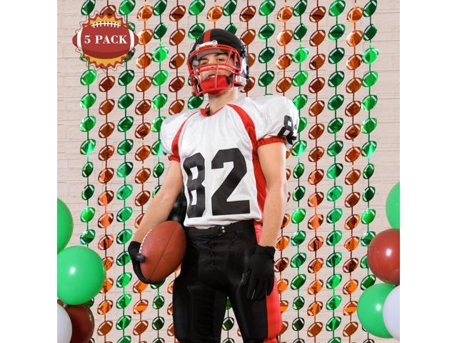Super Ball Party Decorations 2025, 5 Pack Football Shaped Foil Fringe Curtains, 3.3x6.6 ft Green and Brown Photo Booth Props, Super Ball Backdrop...
