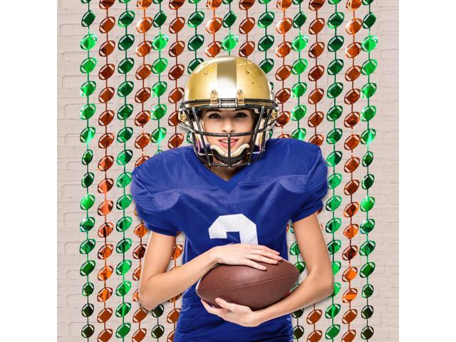 Super Ball Party Decorations 2025, 5 Pack Football Shaped Foil Fringe Curtains, 3.3x6.6 ft Green and Brown Photo Booth Props, Super Ball Backdrop...