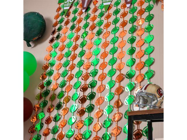 Super Ball Party Decorations 2025, 5 Pack Football Shaped Foil Fringe Curtains, 3.3x6.6 ft Green and Brown Photo Booth Props, Super Ball Backdrop...