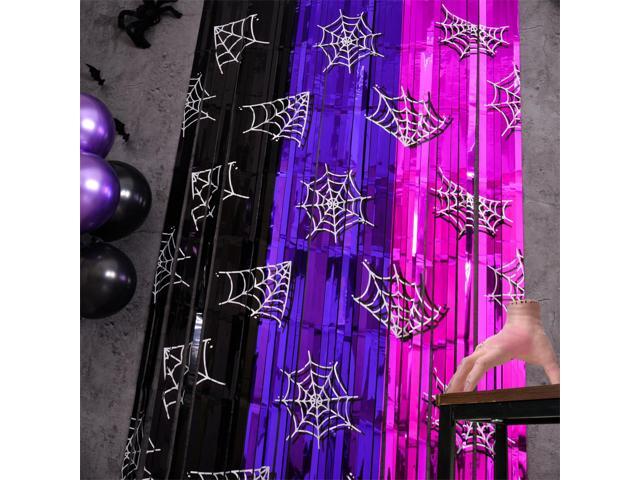 Birthday Party Supplies, 2 Pack Party Decorations 3.3x6.6ft Black Purple and Pink Tinsel Foil Fringe Curtains, Gothic Photo Booth Prop Backdrop...