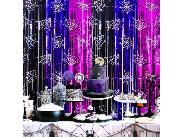 Birthday Party Supplies, 2 Pack Party Decorations 3.3x6.6ft Black Purple and Pink Tinsel Foil Fringe Curtains, Gothic Photo Booth Prop Backdrop...
