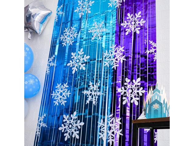 Winter Birthday Party Decorations, 2 Pack Ice Birthday Party Supplies 3.3x6.6ft Tinsel Foil Fringe Curtains, Winter Photo Booth Prop Backdrop...