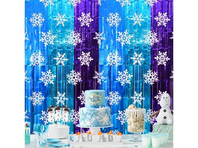 Winter Birthday Party Decorations, 2 Pack Ice Birthday Party Supplies 3.3x6.6ft Tinsel Foil Fringe Curtains, Winter Photo Booth Prop Backdrop...
