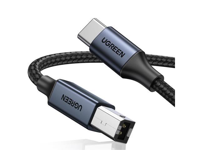 USB C 3 FT Printer Cable, Nylon USB B to C Cord for MacBook Pro/Air, MIDI Cable Compatible with MIDI Keyboard, DAC, DJ Controller for iPad Pro Black