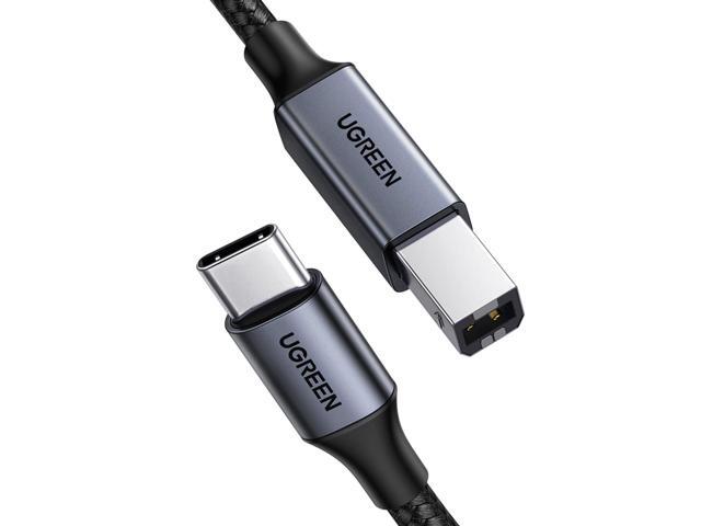 USB B to USB C 6.6 FT Printer Cable, Nylon USB B to C Cord for MacBook Pro/Air, MIDI Cable Compatible with Piano Keyboard, DAC, DJ Controller for iPad