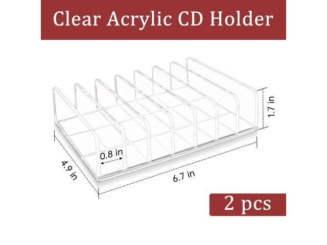 2 Pcs Clear Acrylic Holder, Display Rack & Storage Box & Record Storage Stand Holds up to 14 Standard Cases for Media Shelf Storage and Organization