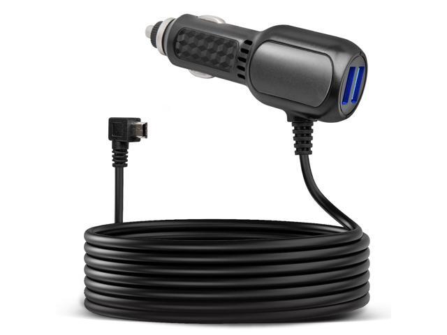 Mini USB Dash Cam Power Cord 90 Degree Right Angle Dash Camera Charging Cord Mini-B Car Charger Cable, 10FT Long