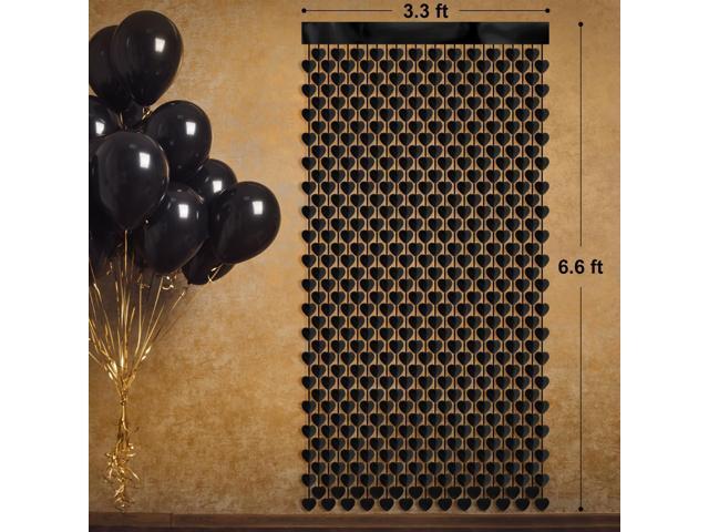2 Pack Gothic Black Heart Curtains 3.3x6.6ft, Tinsel Foil Fringe Curtains Backdrop for Valentine's Birthday Bachelorette Party Farewell Wedding...