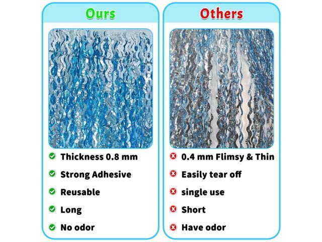 6 Pack Blue Wavy Foil Fringe Curtain, Streamers Water Beach Backdrop for Ocean Backdrop Under The Sea Party Decorations Summer Pool Party...
